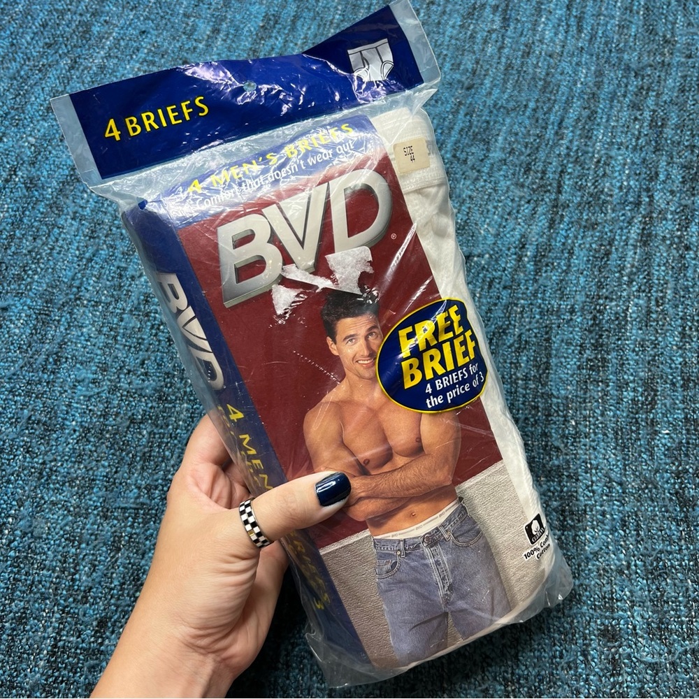 Vintage 1999 BVD 100% Combed Cotton 4 Brief Set White Size 44 Whitey Tighties